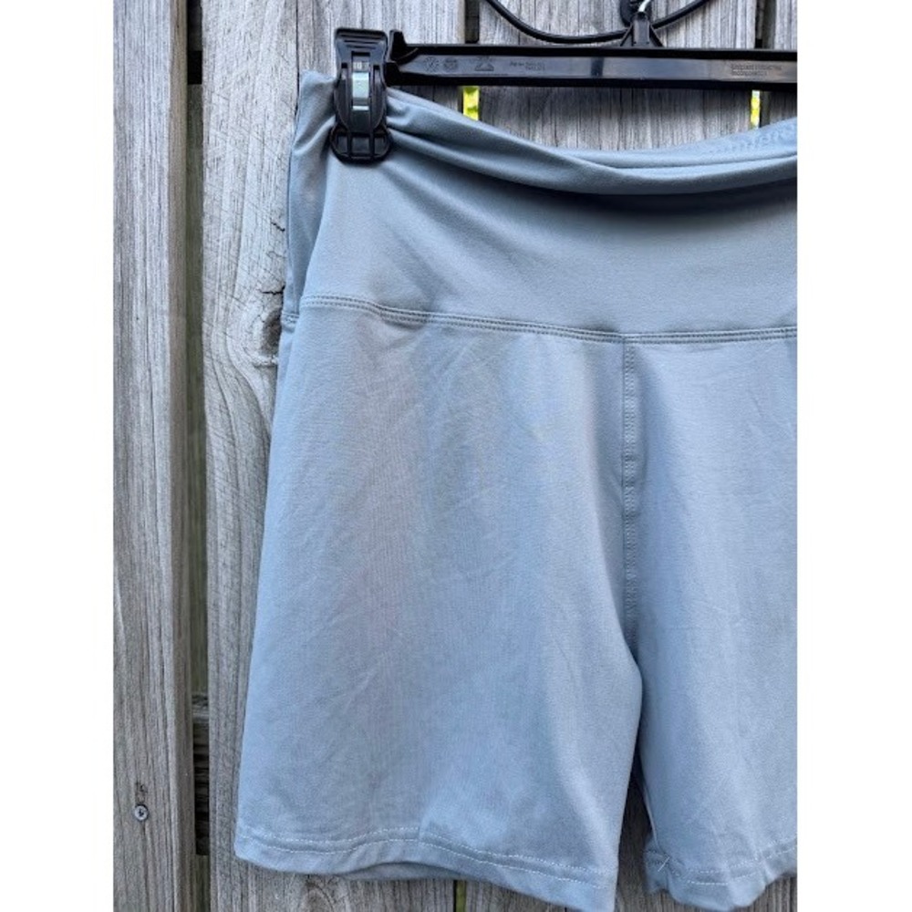 Athletic Unbranded Biker Shorts Womens L/XL Blue Gray High Waisted Stretchy Yoga - Picture 2 of 3